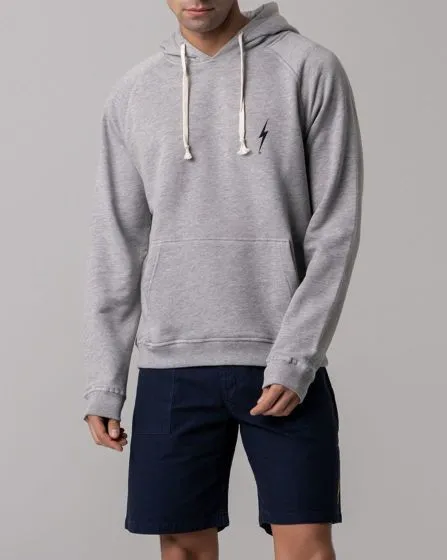 Lightning Bolt Essential Mens Hoodie - Heather Grey