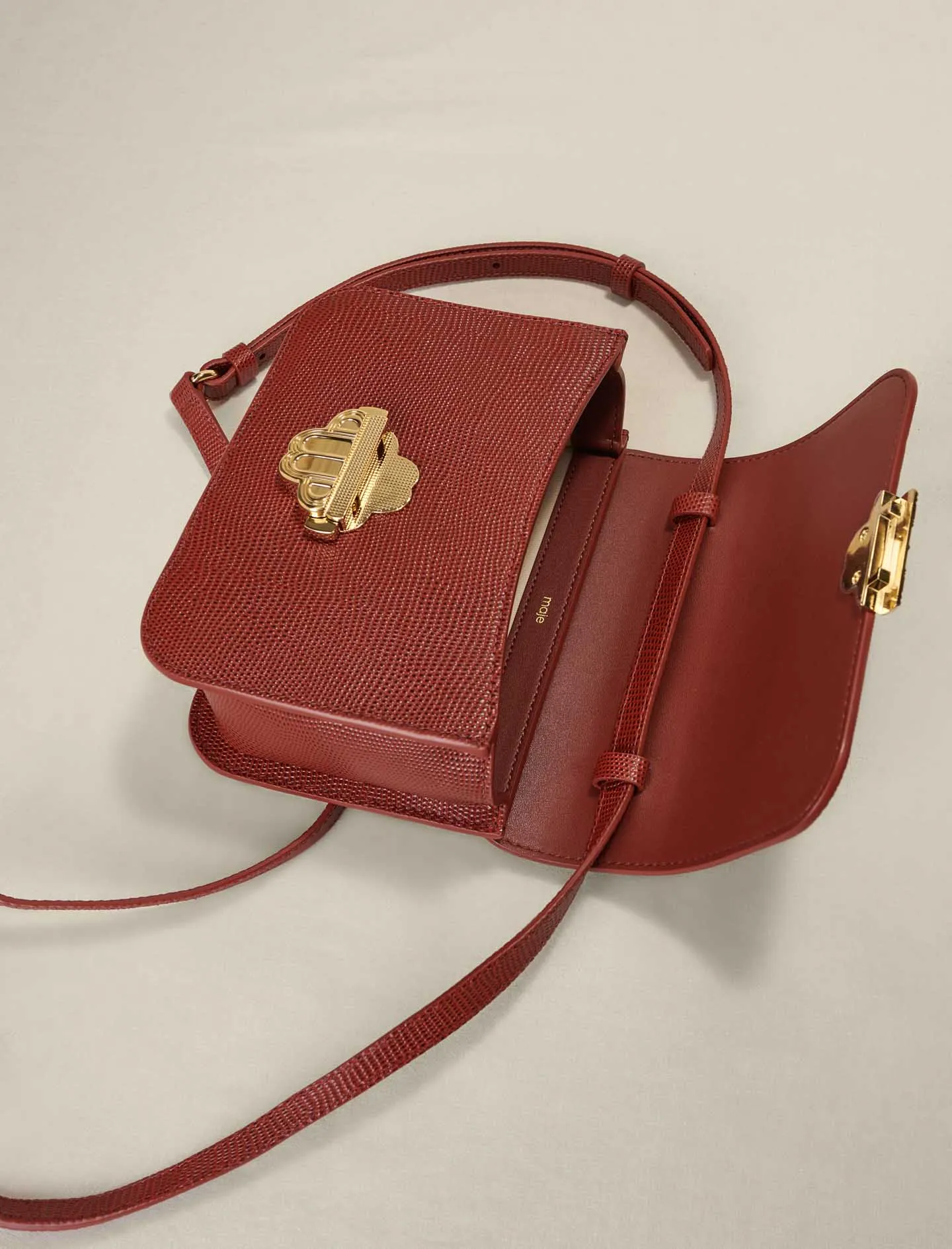 LIZARD-EFFECT EMBOSSED LEATHER BAG