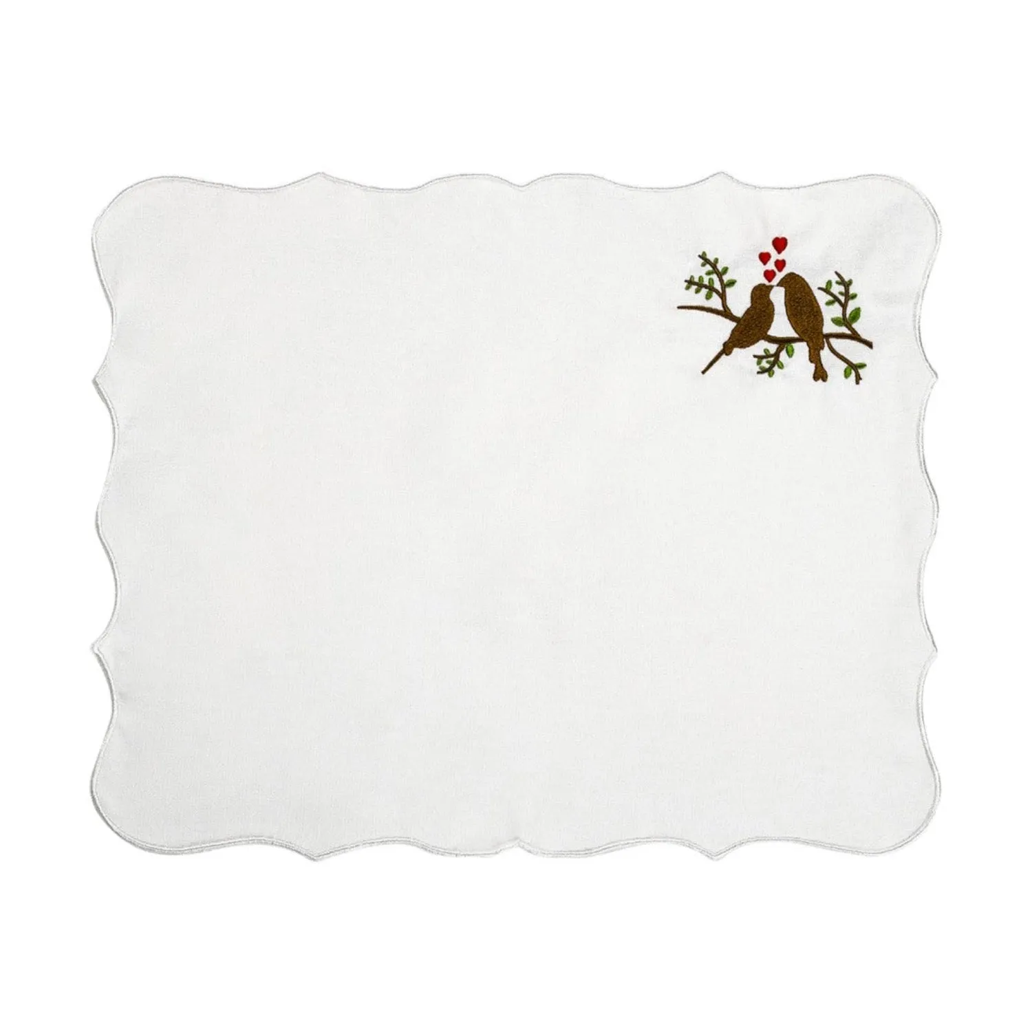 Lovebirds Embroidery Cotton Placemats (Set of 2)