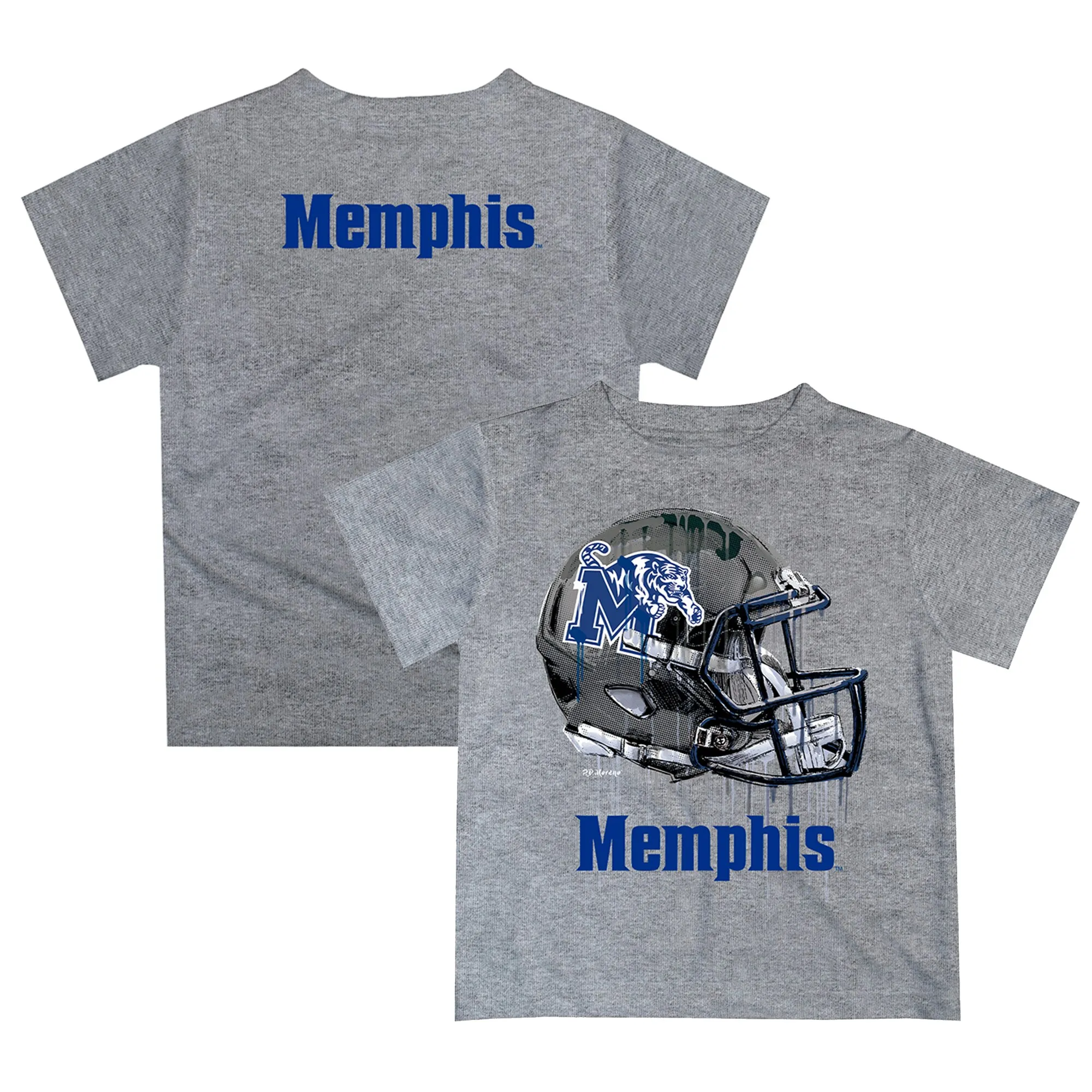 Memphis Tigers Infant Gray Dripping Helmet T-Shirt