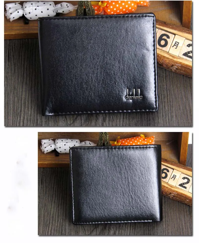 Men Bifold Business Wallet ID Credit Card Holder Purse Pockets Men Wallet Leather Vintage Money Bag