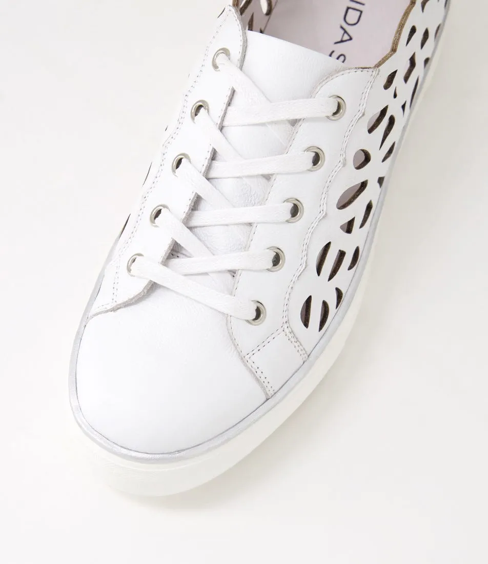 MIDAS Flaxx White Leather Sneakers