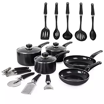 Morphy Richards Equip 14 Piece Cookware Set - Black | Kaleidoscope