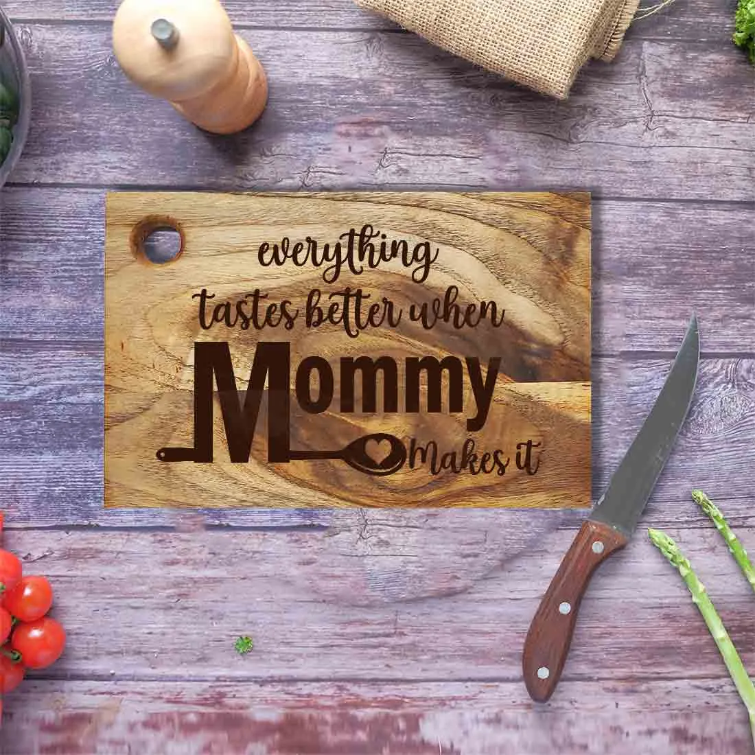 Mother s Day Gift for Mom Unique Engraved Cutting Board Vegetable Chopping Stand - Mommy