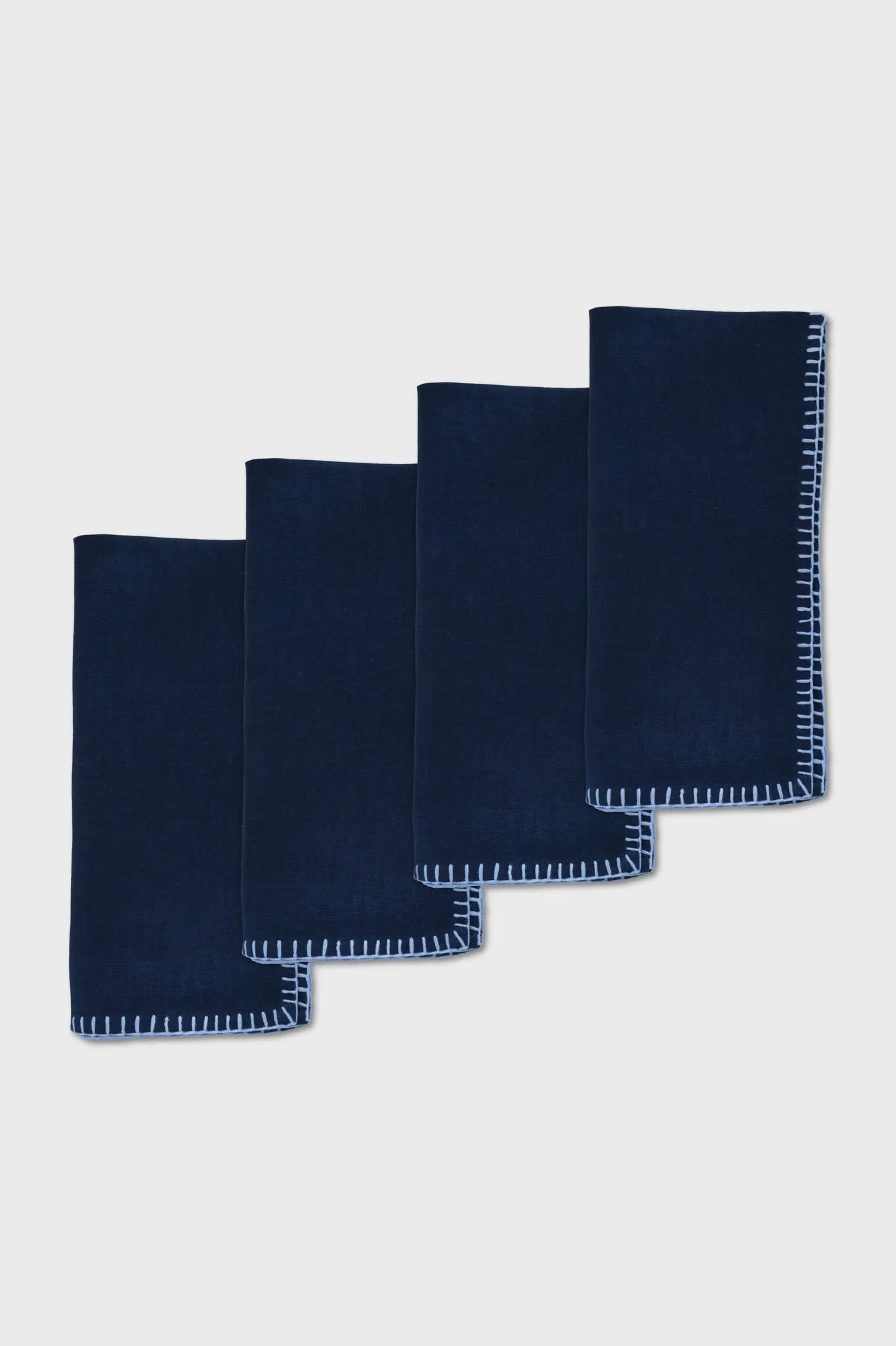 Navy Whipstitch Dinner Napkins (Set of 4)