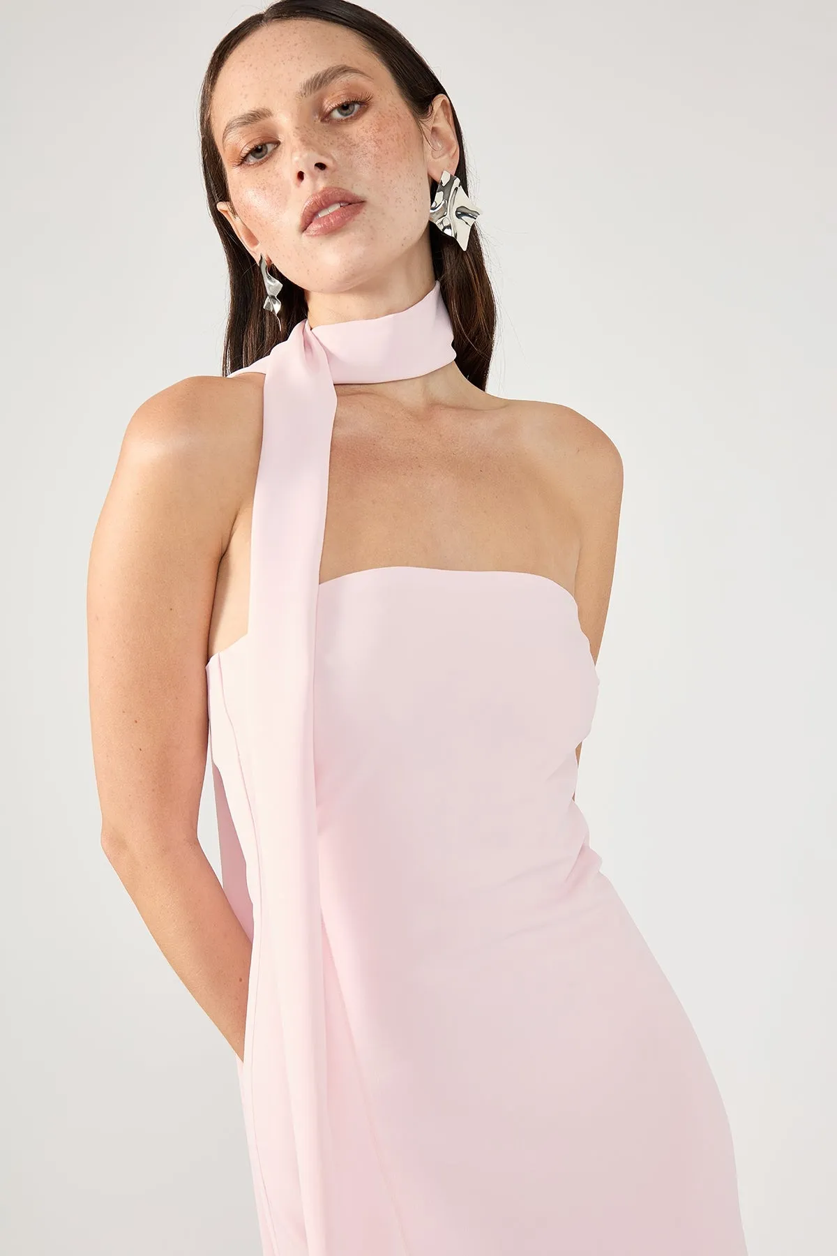 Perfect Stranger Carlota Strapless Scarf Maxi Dress Pink