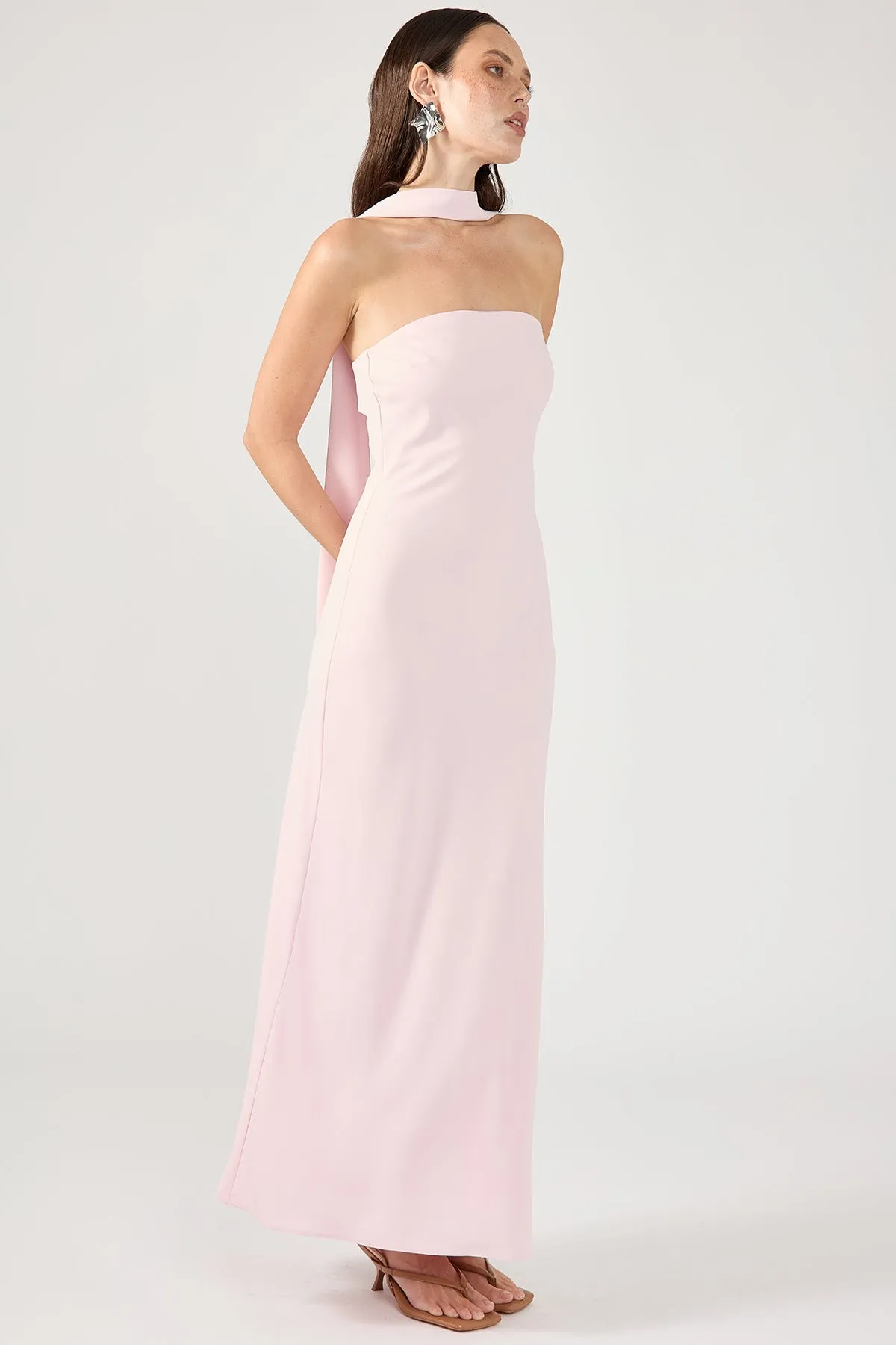 Perfect Stranger Carlota Strapless Scarf Maxi Dress Pink