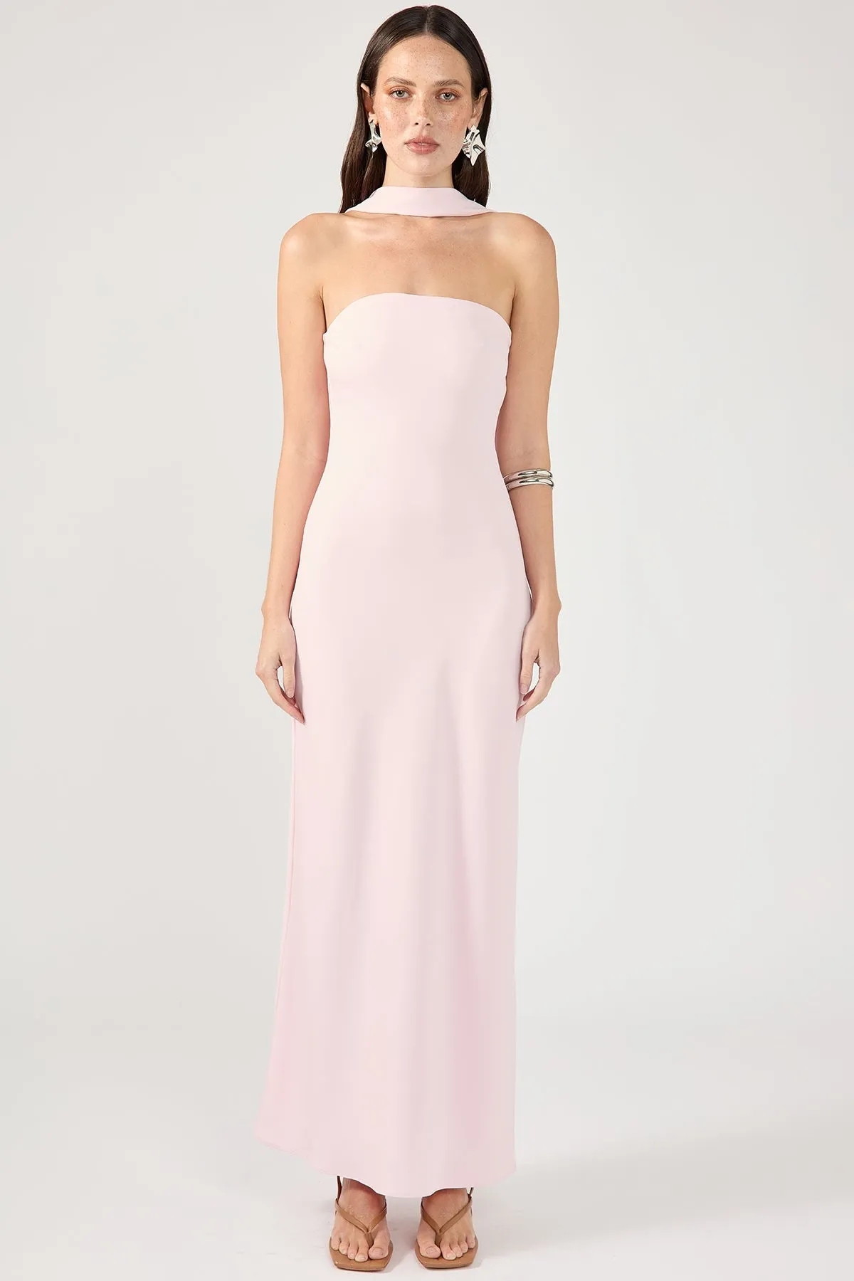 Perfect Stranger Carlota Strapless Scarf Maxi Dress Pink