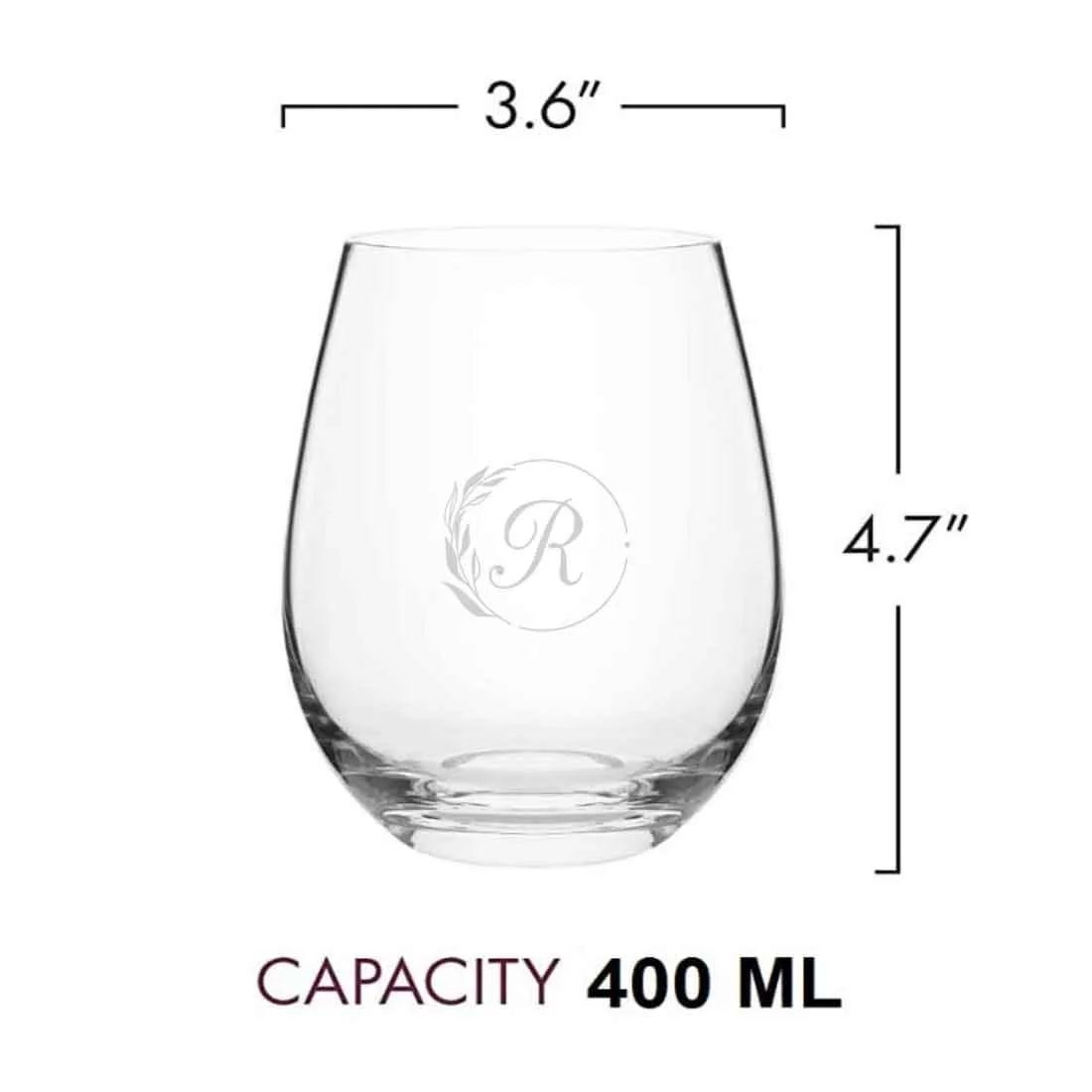 Personalized Stemless Engraved Wine Glass Custom Cocktail / Whiskey Glass