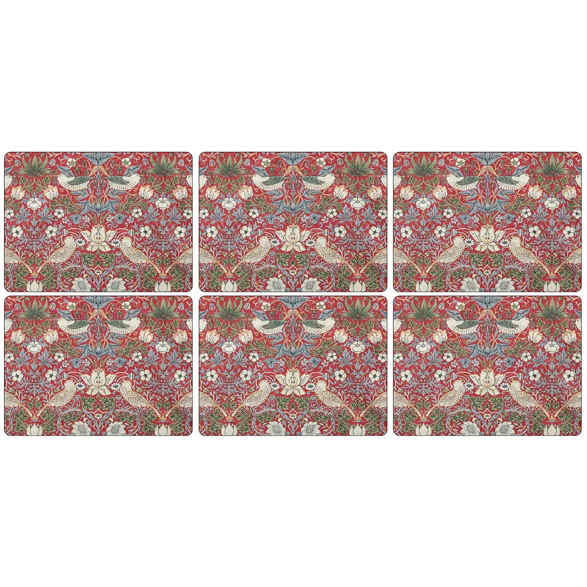 Pimpernel Morris & Co. Red Strawberry Thief Set of 6 Placemats