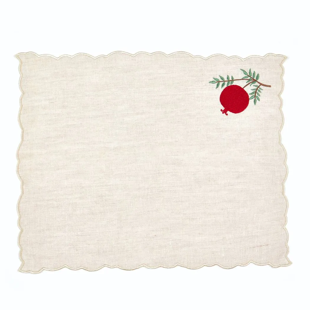 Pomegranate Embroidery Linen Placemats (Set of 2)