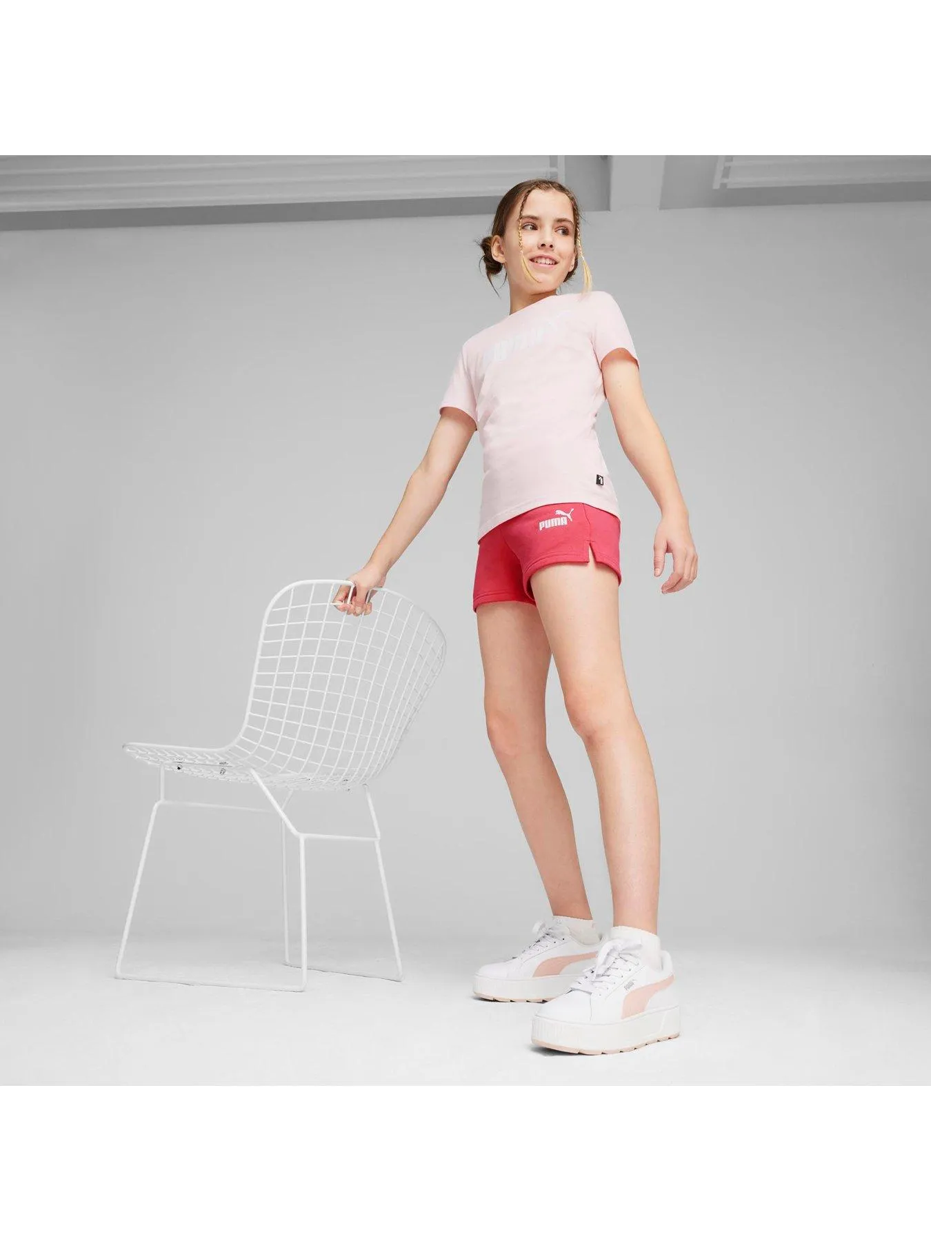 Puma Girls Logo Tee & Shorts Set - Pink