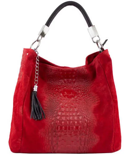 Red cowhide leather bag mila