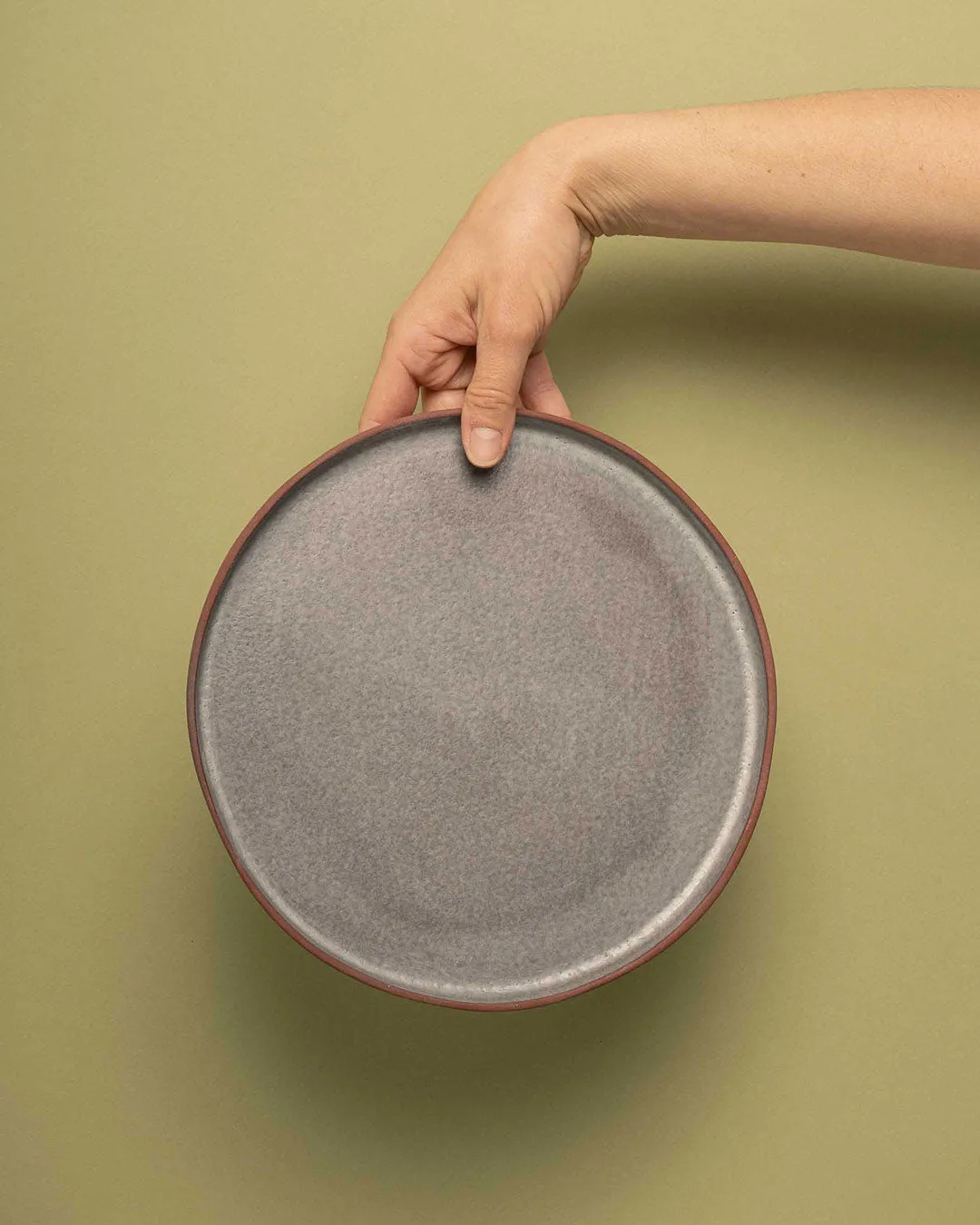 Red stoneware everyday plate