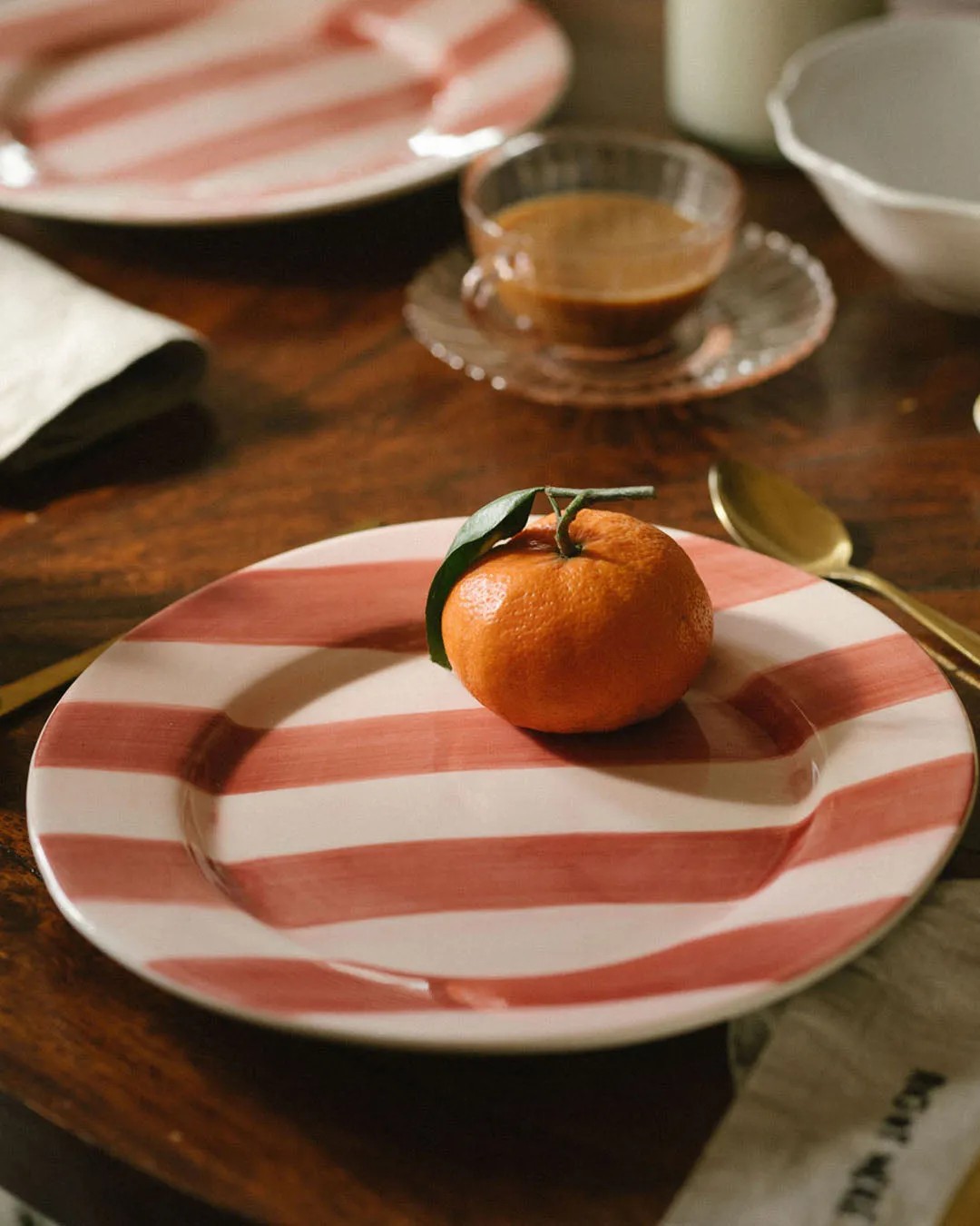 Red Stripe dinner plate