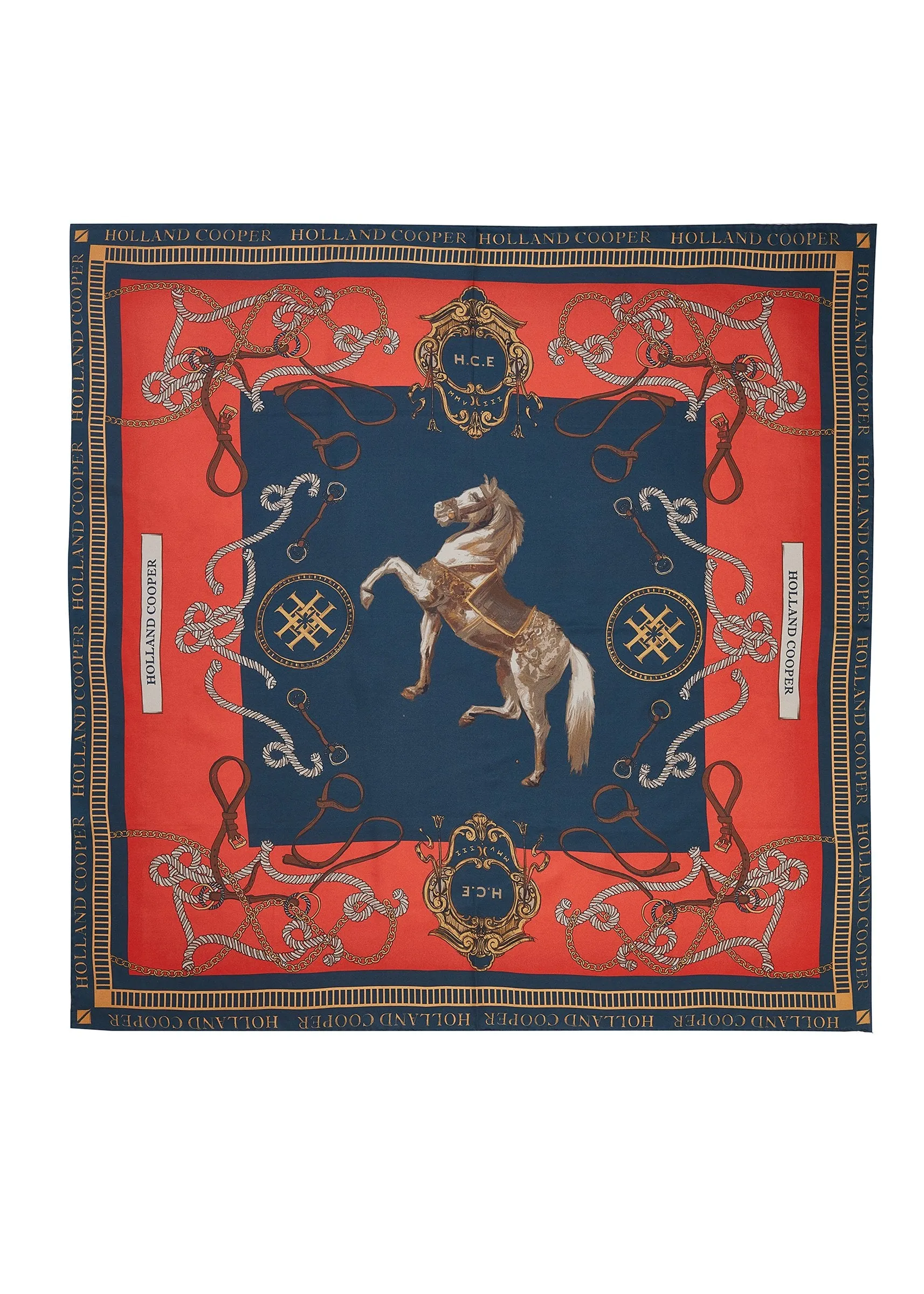 Regal Horse Silk Scarf (Ink Navy Neroli)