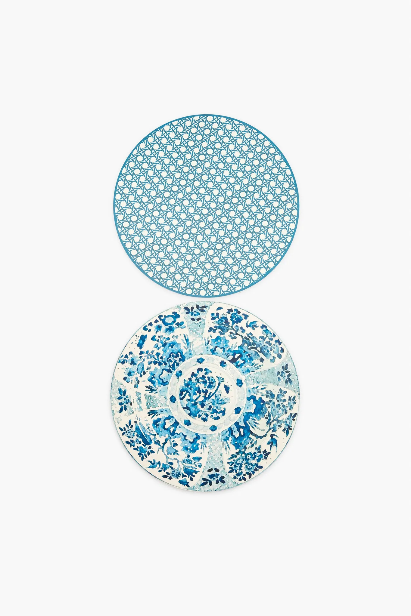 Reversible Canton Plate and Cadet Blue Cane Placemats Set of 2