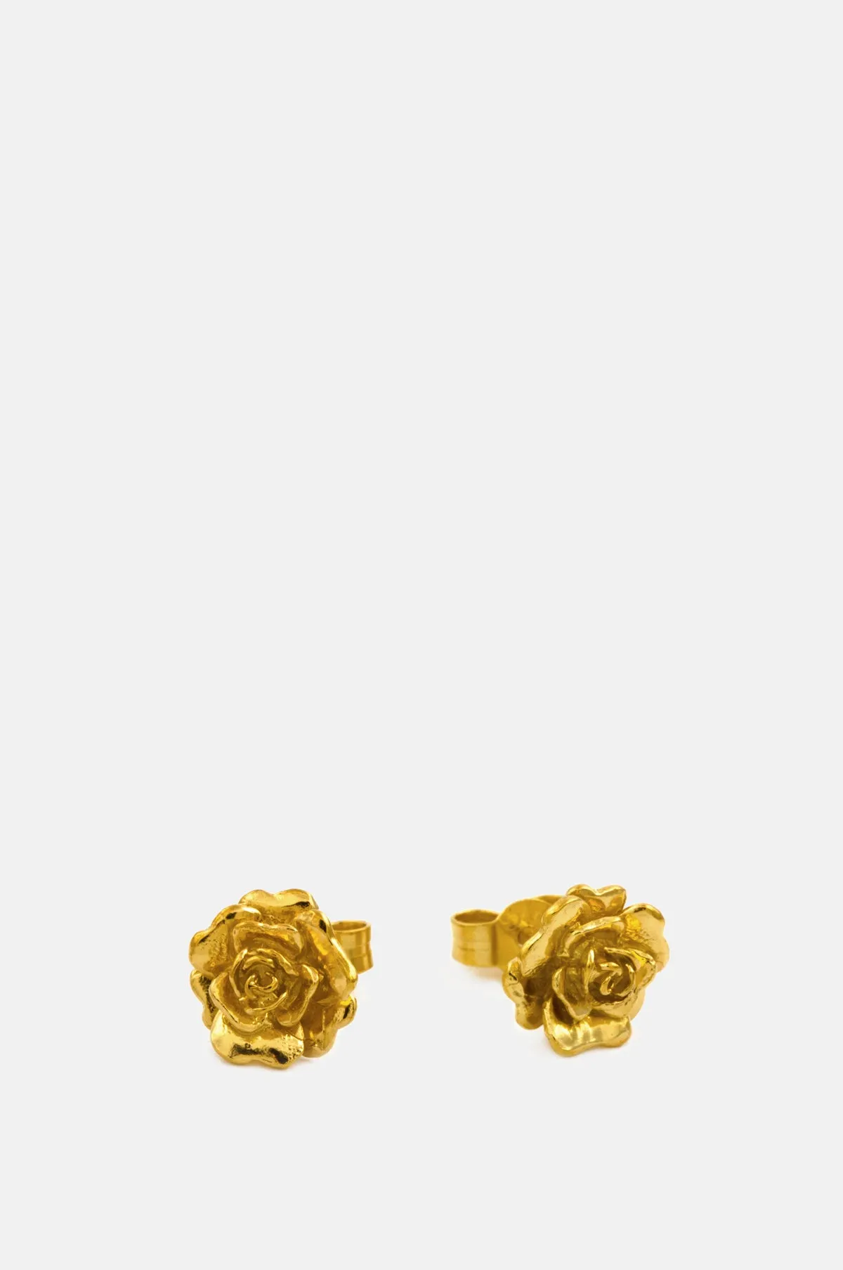 Rosa Damasca Stud Earrings Gold Plate