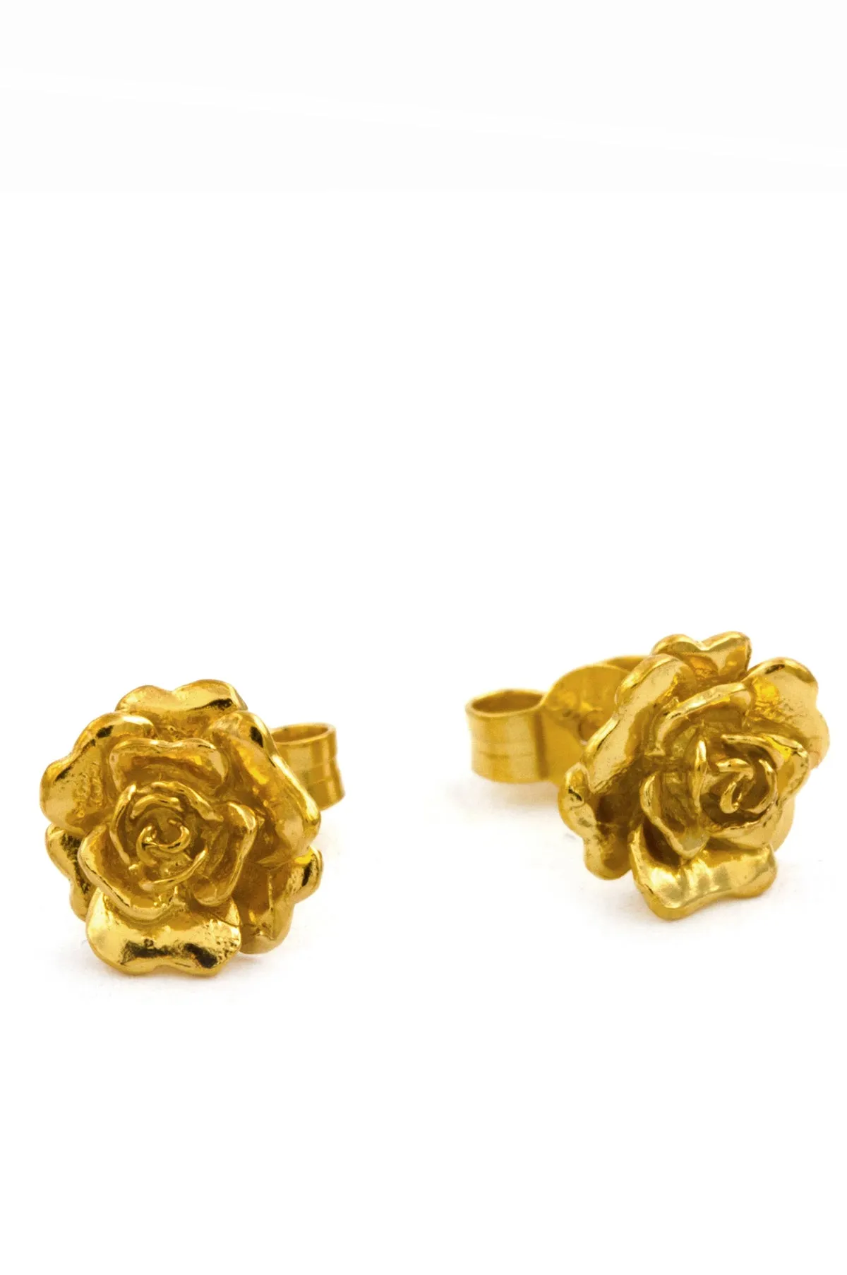 Rosa Damasca Stud Earrings Gold Plate