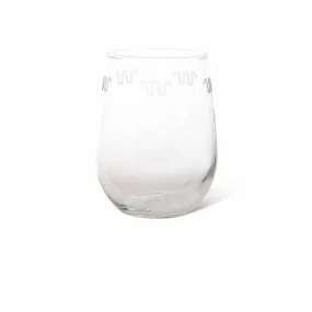 Running W Etched Stemless Wine Glass