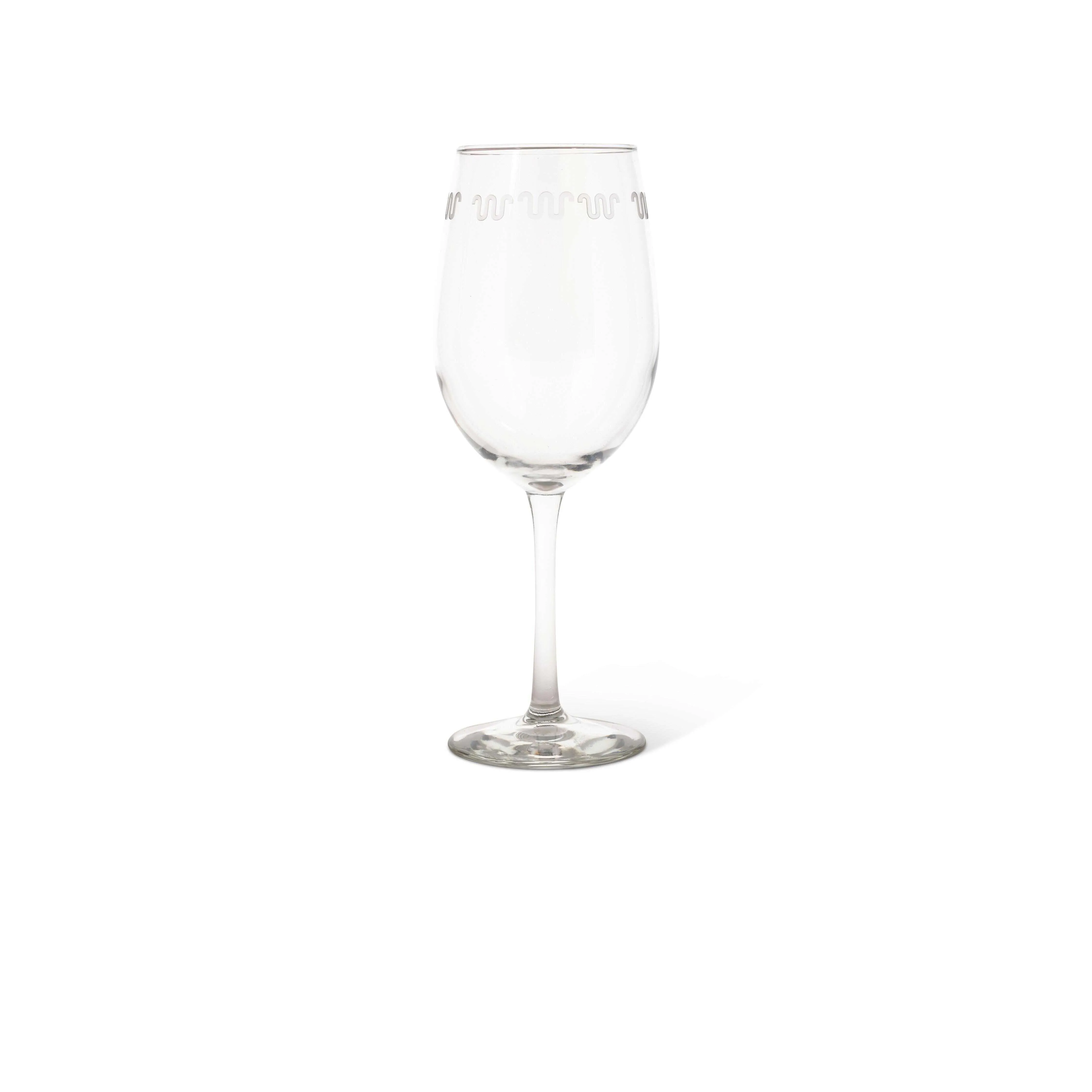 Running W Etched White Wine Glass