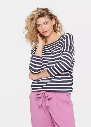 Saint Tropez Mika Striped Three-Quarter Sleeve Pullover | Grattan