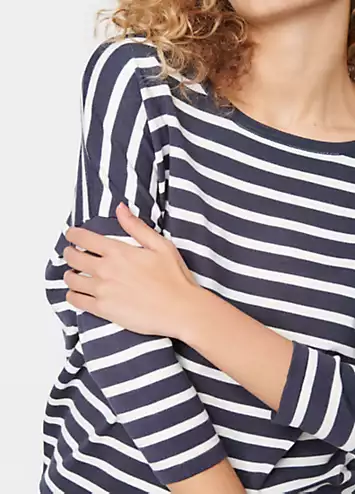 Saint Tropez Mika Striped Three-Quarter Sleeve Pullover | Grattan