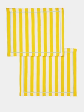 Set of 2 Yellow Striped Italian Linen Placemats