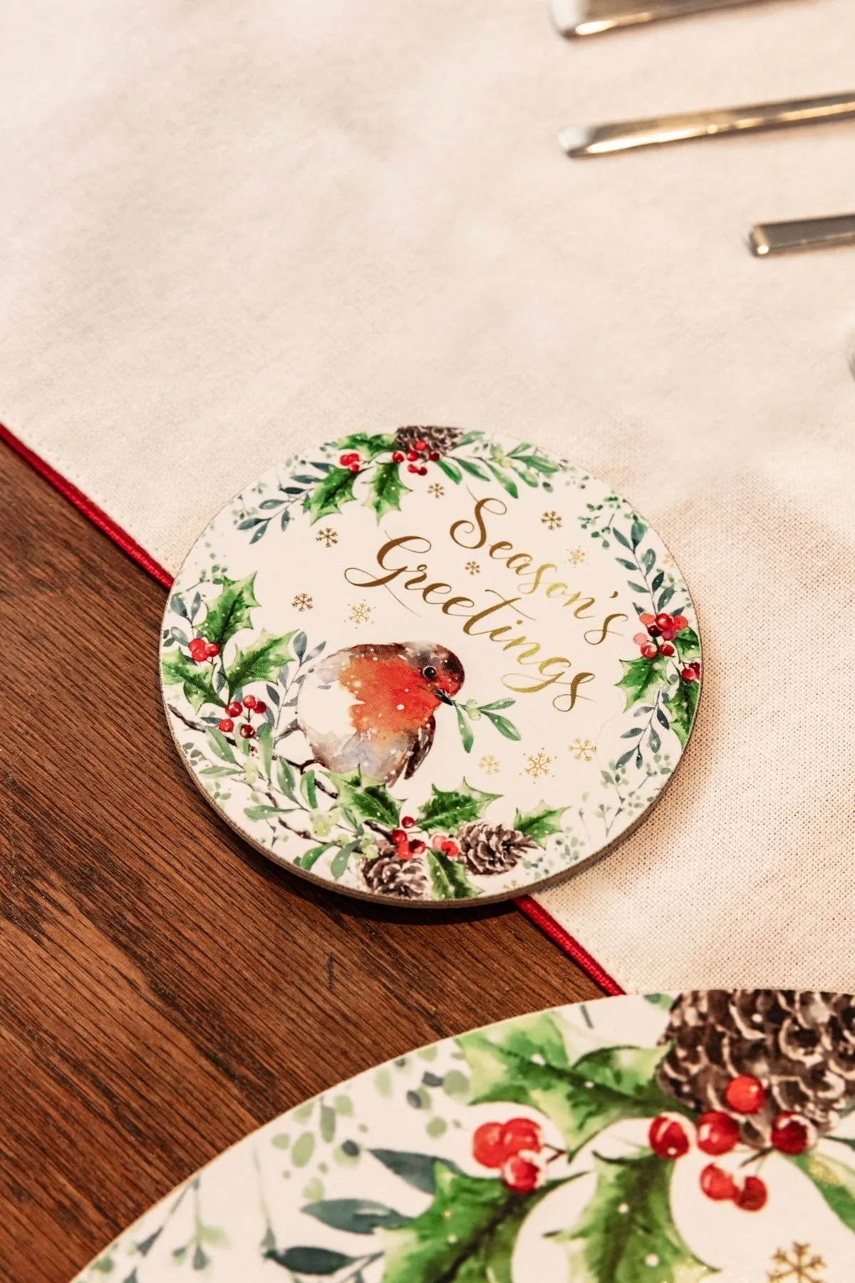 Set Of 6 Christmas Robin Placemats