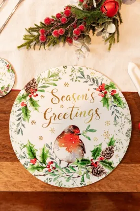 Set Of 6 Christmas Robin Placemats