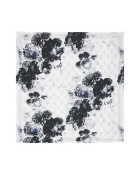 Silk Floral Print Skull Scarf