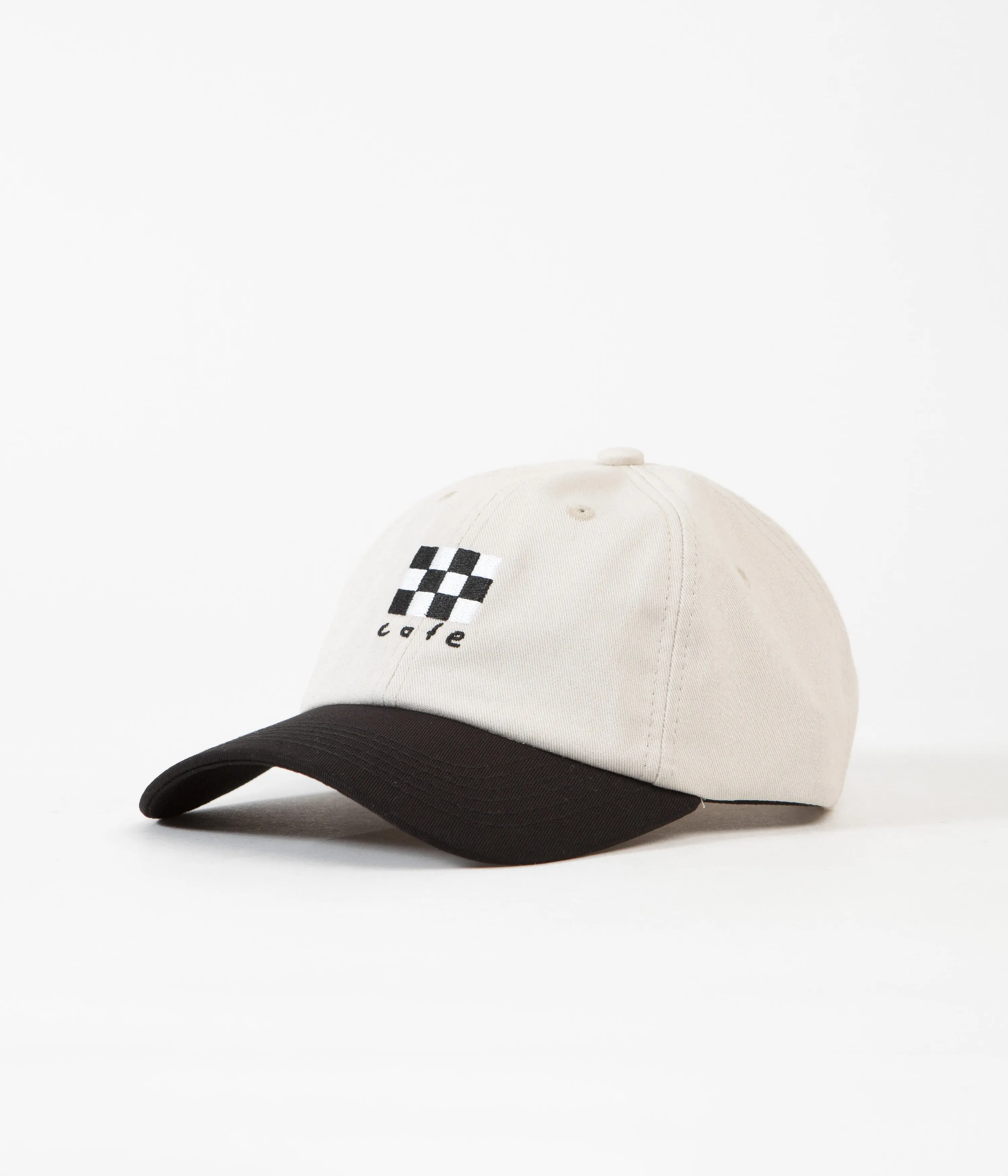 Skateboard Cafe Checkerboard Embroidered Cap - Cream / Black