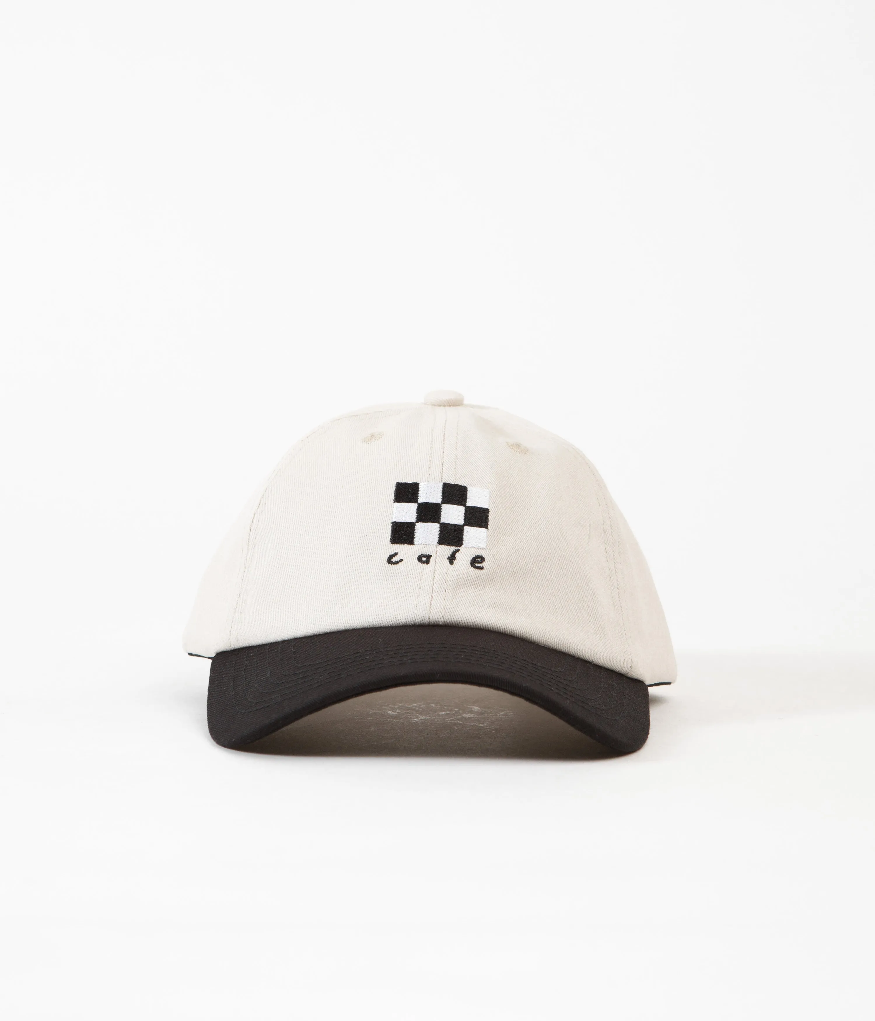 Skateboard Cafe Checkerboard Embroidered Cap - Cream / Black