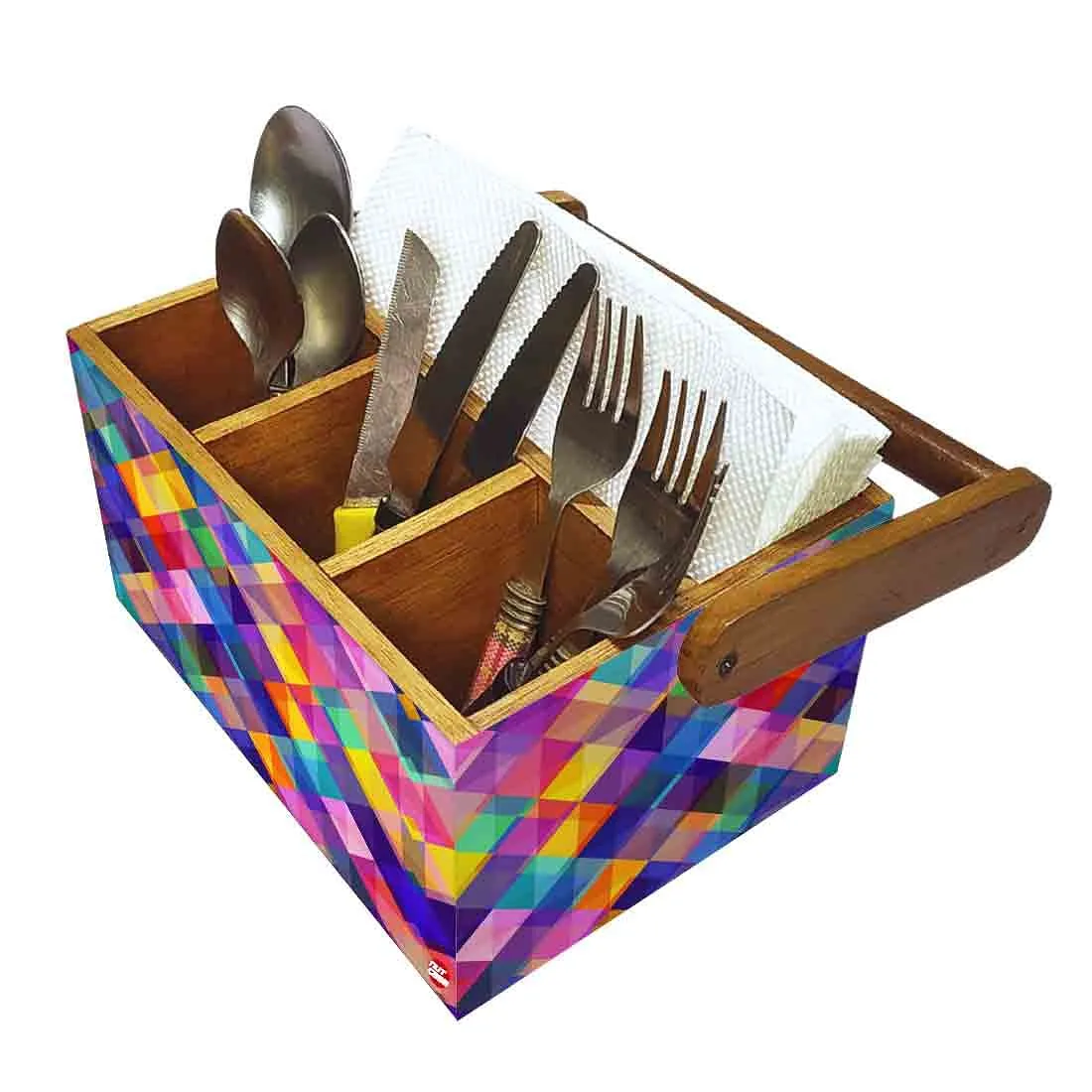 Spoon Holder Stand for Kitchen Organizer Knives & Forks - Multicolor Checks