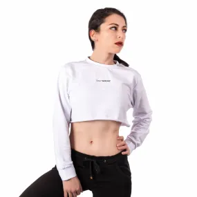 Step Ahead Pullover Crop White Sweatshirt