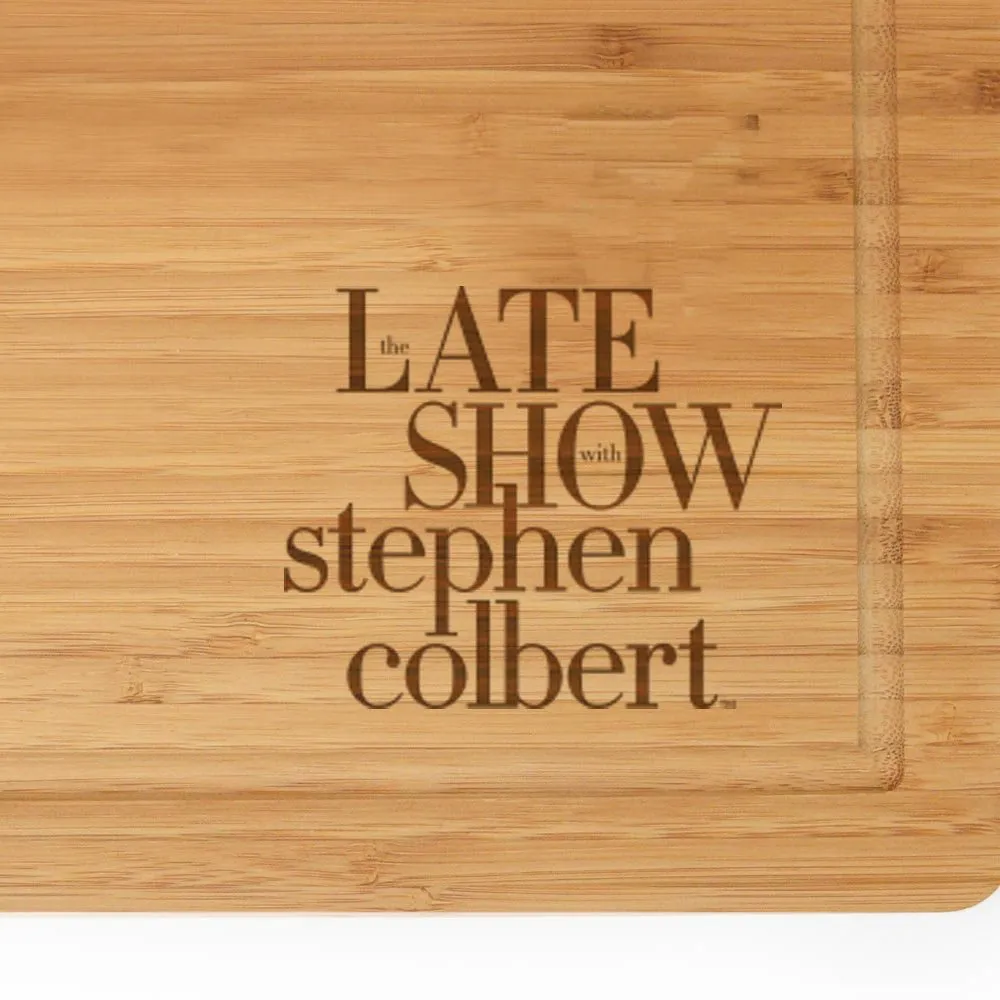 The Late Show with Stephen Colbert Logo Laser Engraved Bamboo Cutting Board