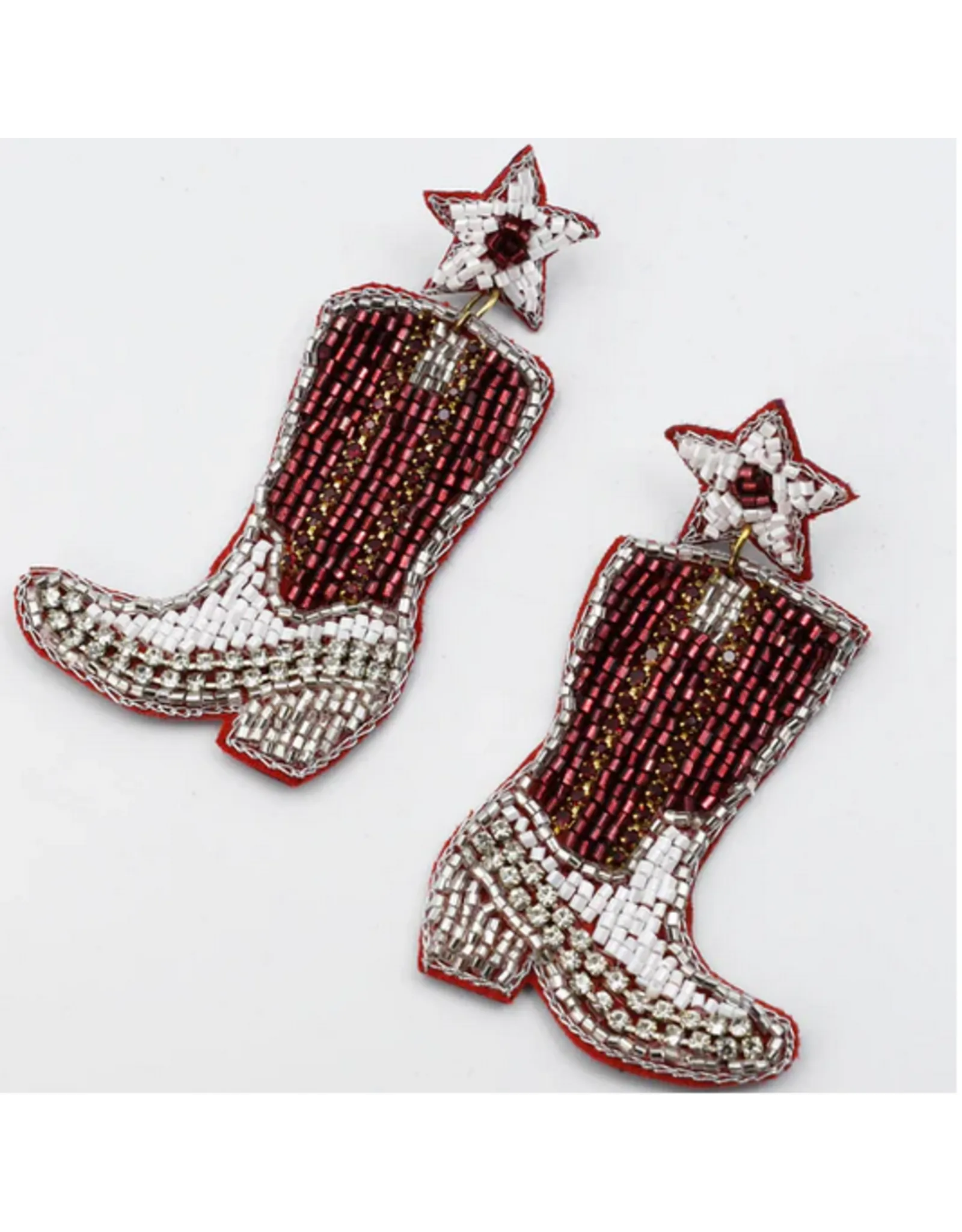 Treasure Jewels Maroon Boot Earrings