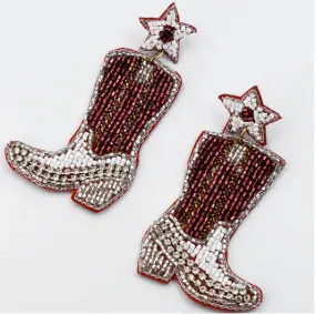 Treasure Jewels Maroon Boot Earrings