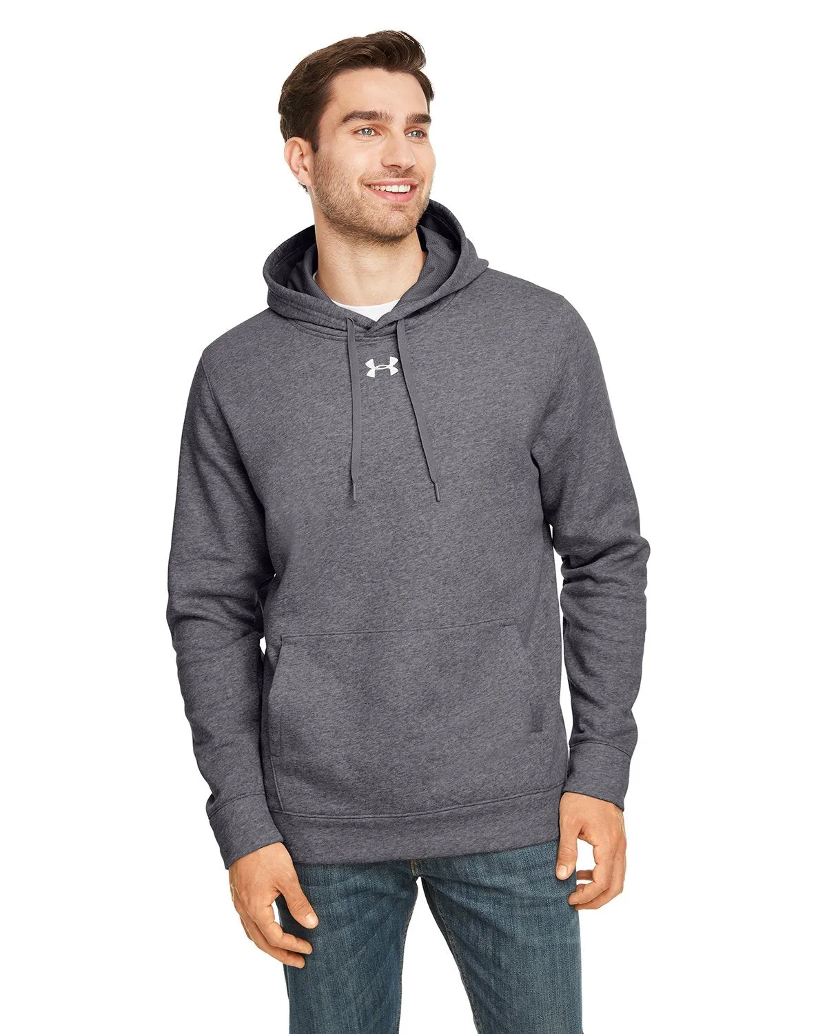 Under Armour Men's Hustle Pullover Hooded Sweatshirt 1300123 CRBN HT/ WH 090