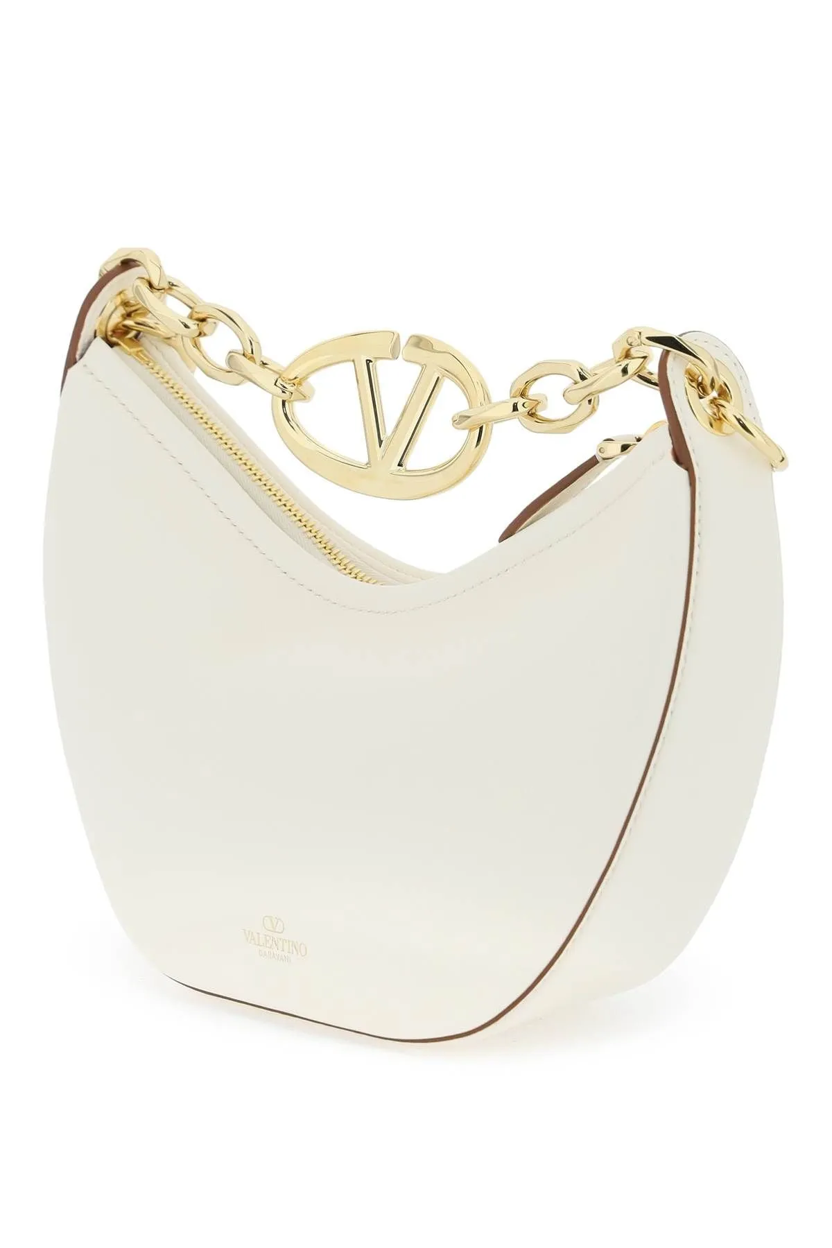 Valentino Garavani    Valentino Garavani Mini Vlogo Moon Bag In Nappa Leather With Chain