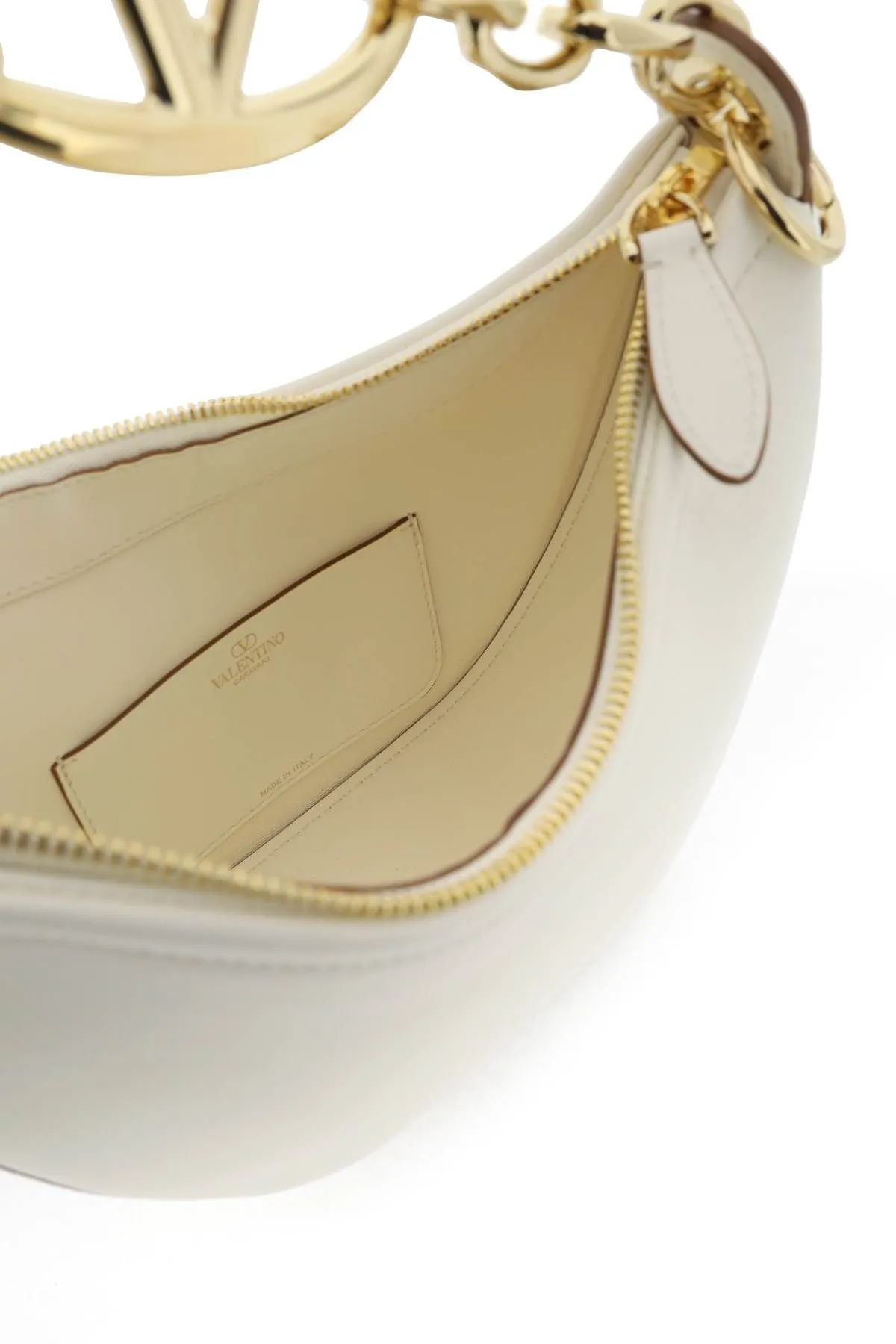 Valentino Garavani    Valentino Garavani Mini Vlogo Moon Bag In Nappa Leather With Chain