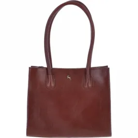 Vegetable Tanned Leather Two Section With Mid Purse Bag Chestnut : V-26