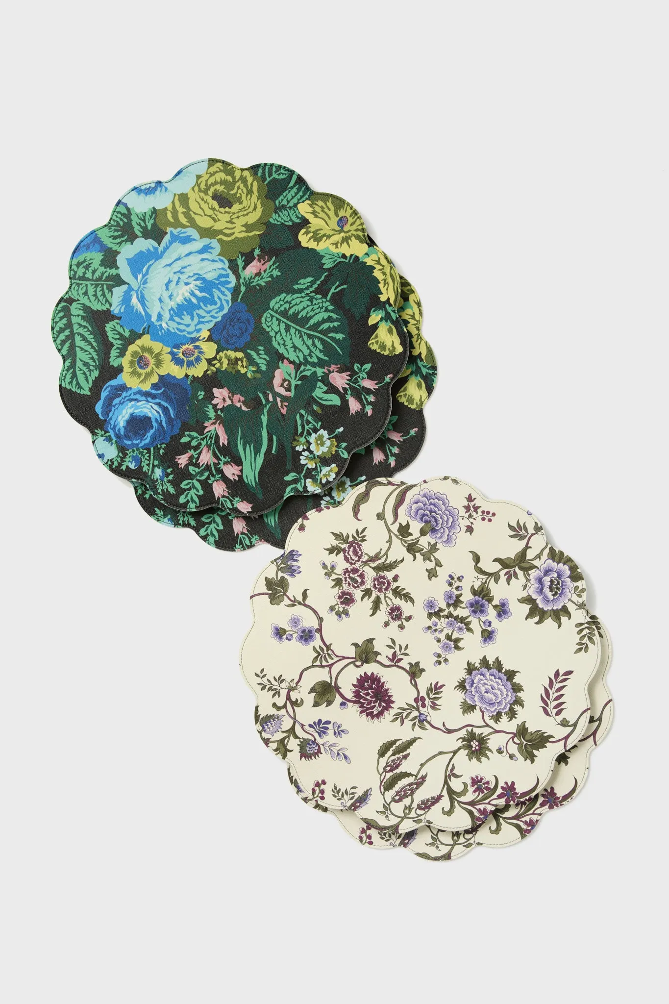 Vine and Black Verdant Floral Reversible Wipeable Placemats Set of 4