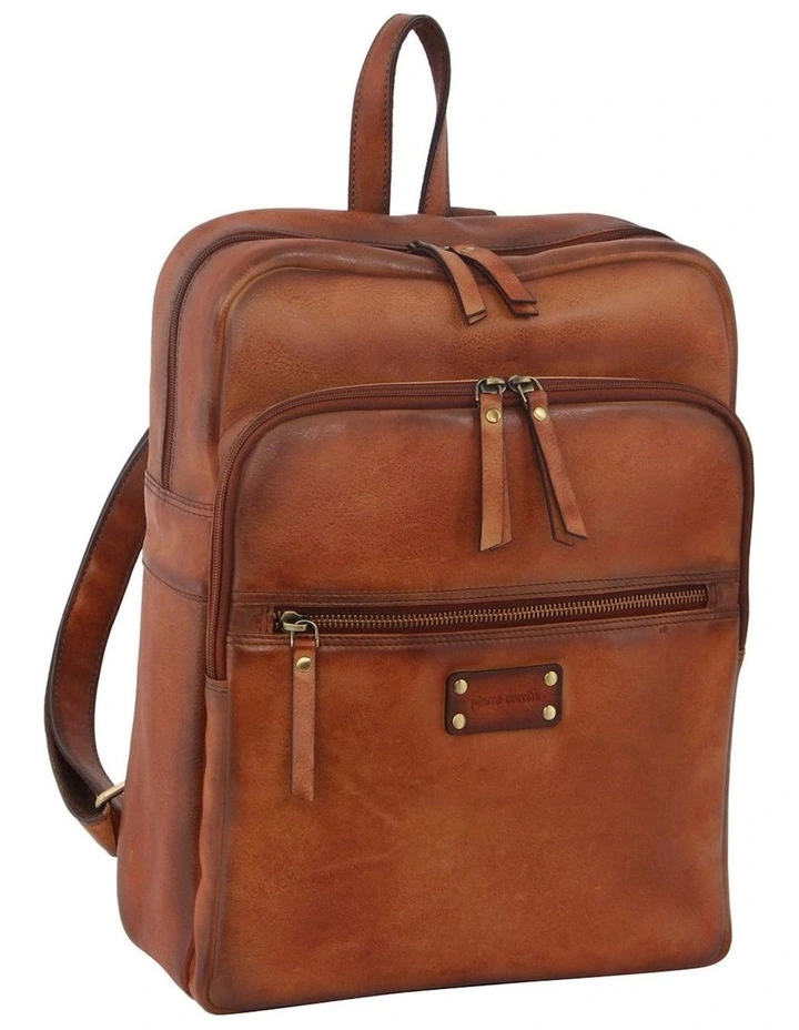 Vintage Leather Laptop Backpack in Cognac