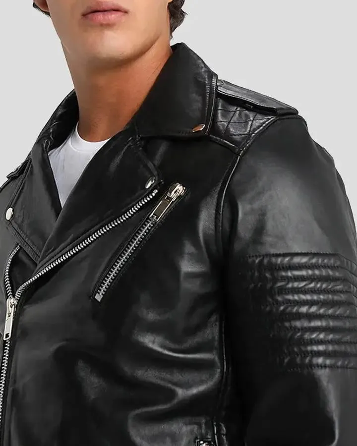 Wesley Black Quilted Leather Jacket