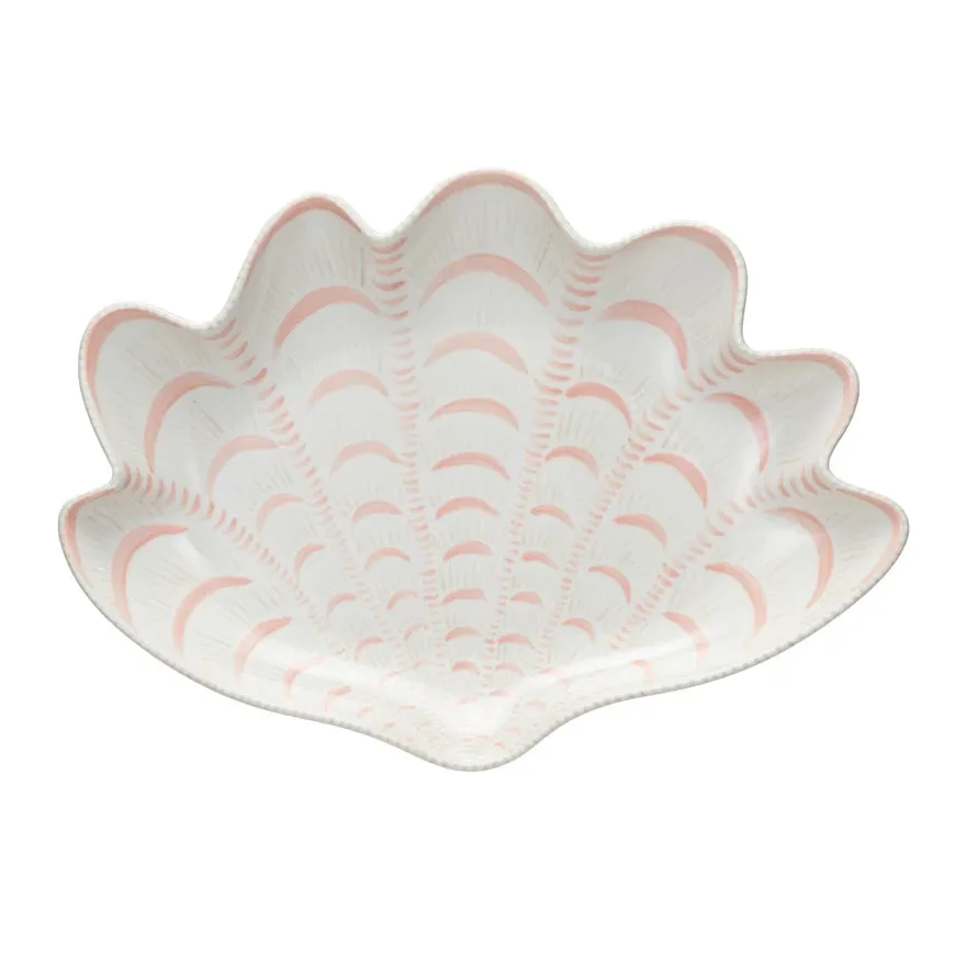 White & Coral Shell Plate