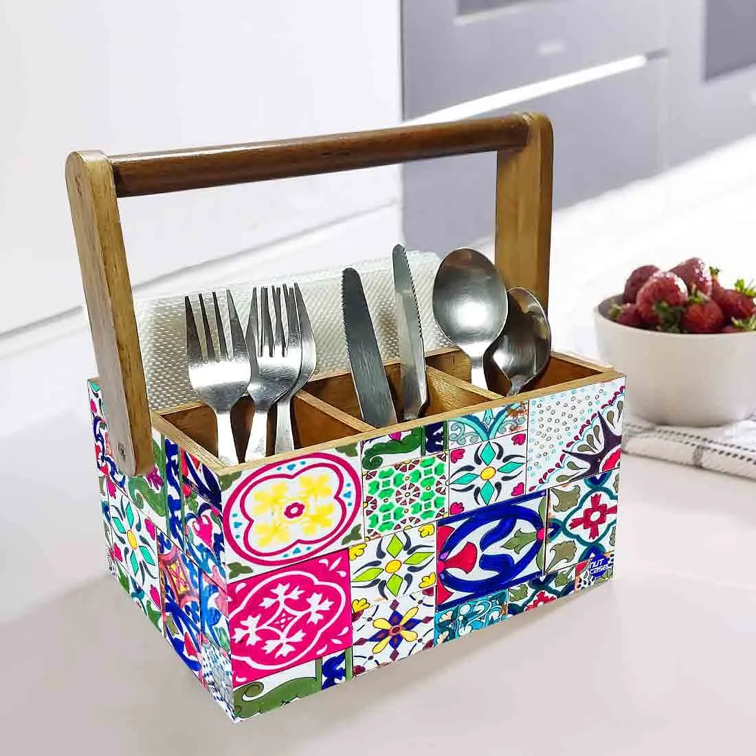 Wooden Spoon Stand Holder for Kitchen Knives Napkin Organizer - Designer