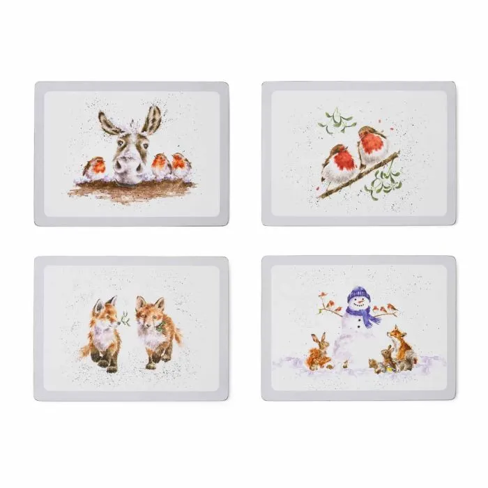 Wrendale Christmas Animal Set of 4 Large Placemats