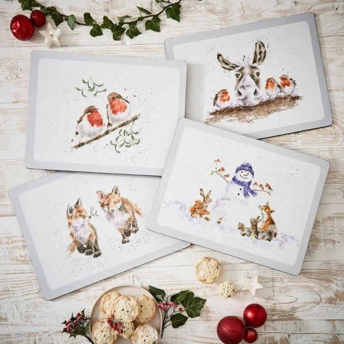 Wrendale Christmas Animal Set of 4 Large Placemats