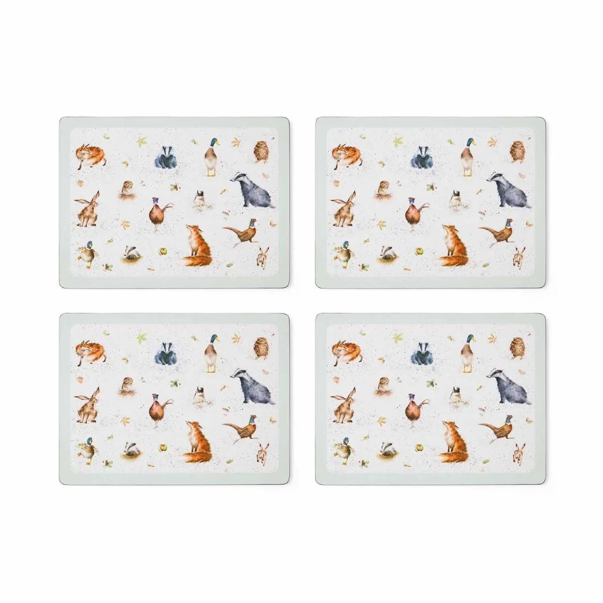 Wrendale Country Set Animal Set of 4 Large Placemats